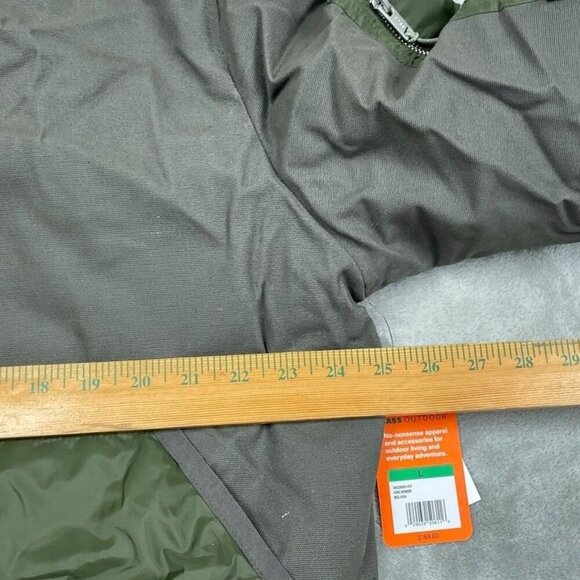 Bass Outdoor Hero Bomber Jacket Mens Large Canvas & Quilted Lining Green S166 - Picture 7 of 9